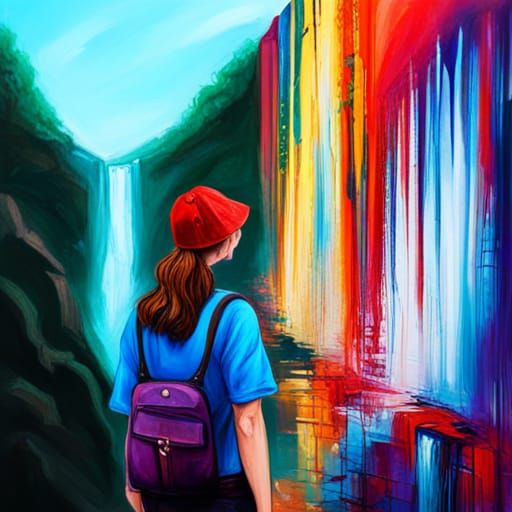 Colorful Canyon View in Graffiti Art Style