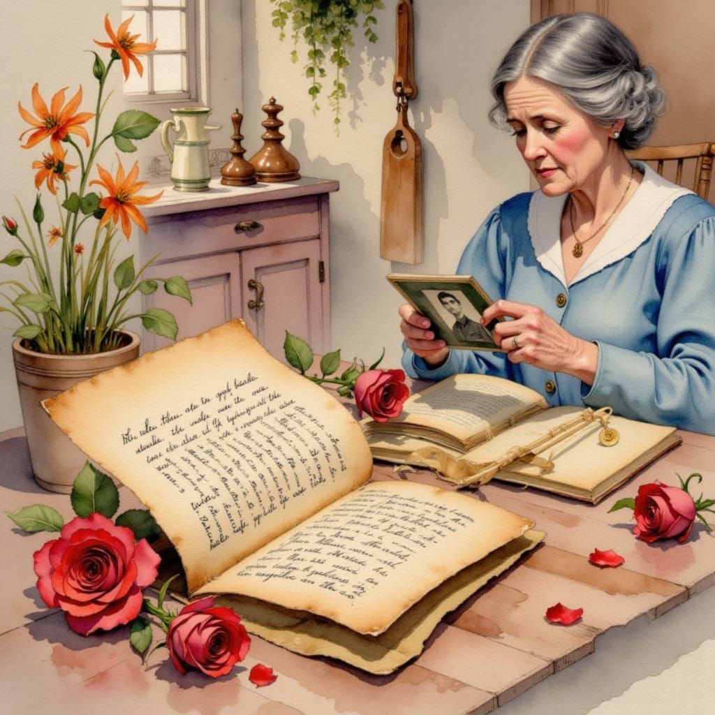 Wistful Love Letter & Memories in Watercolor Style