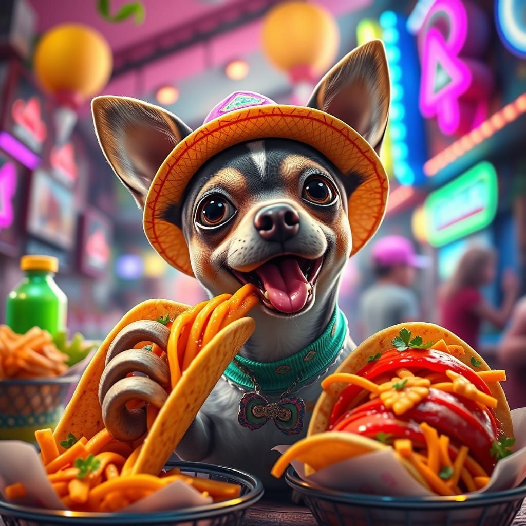 Anime Chihuahua Enjoys Tacos and Burritos