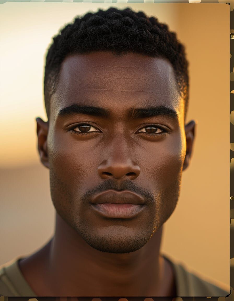 Portrait of a Man with Short Fade in Golden Light