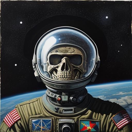 Major Tom in Area 51: Chaotic Acrylic Art