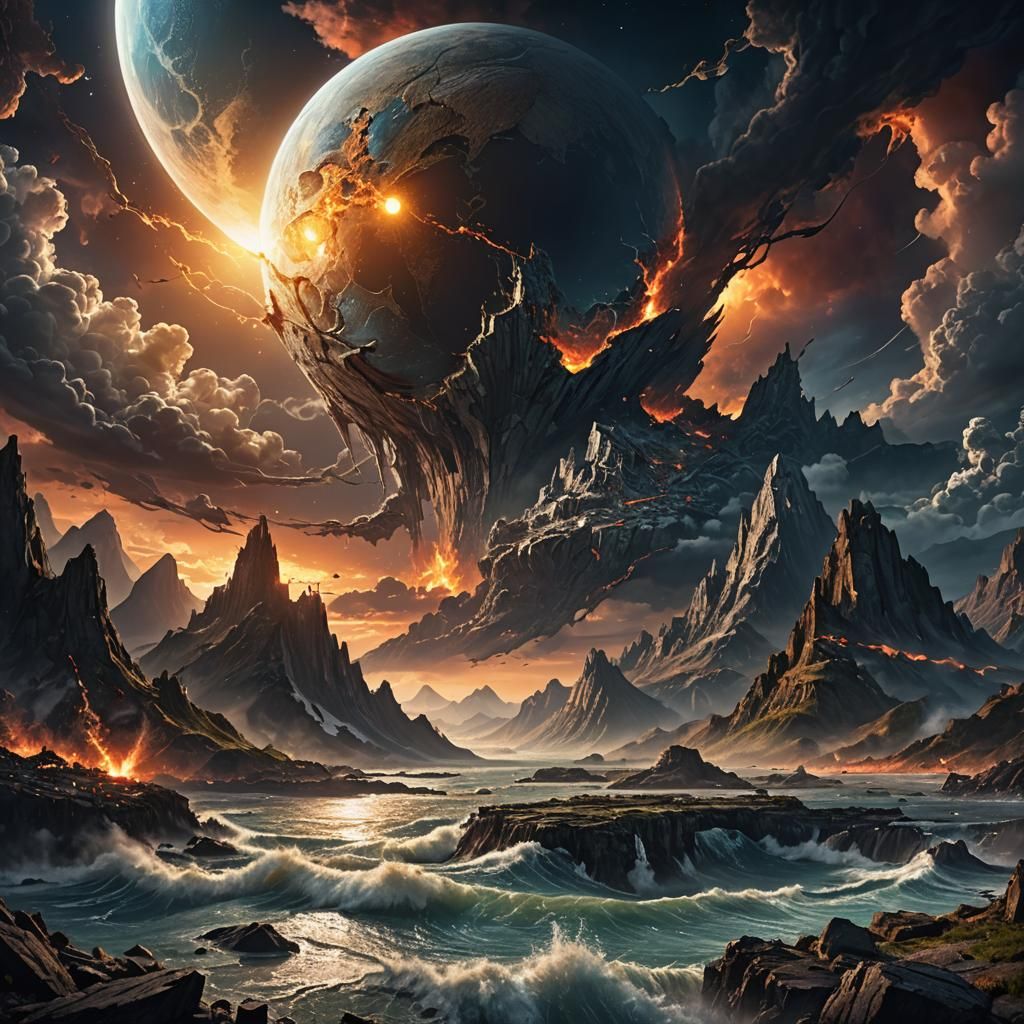 Moon Pulled to Earth: Epic Fantasy Concept Art