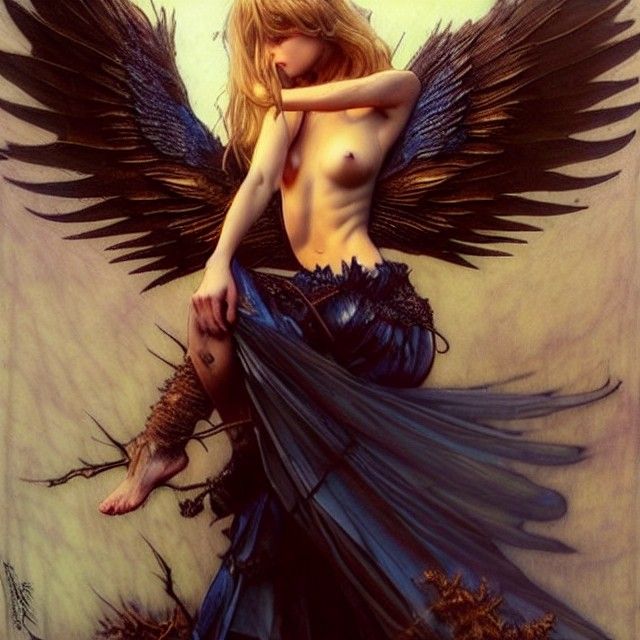 Regal Fallen Angel Portrait in Artgerm Style