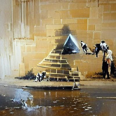 Banksy Stencil Art on Ancient Pyramid