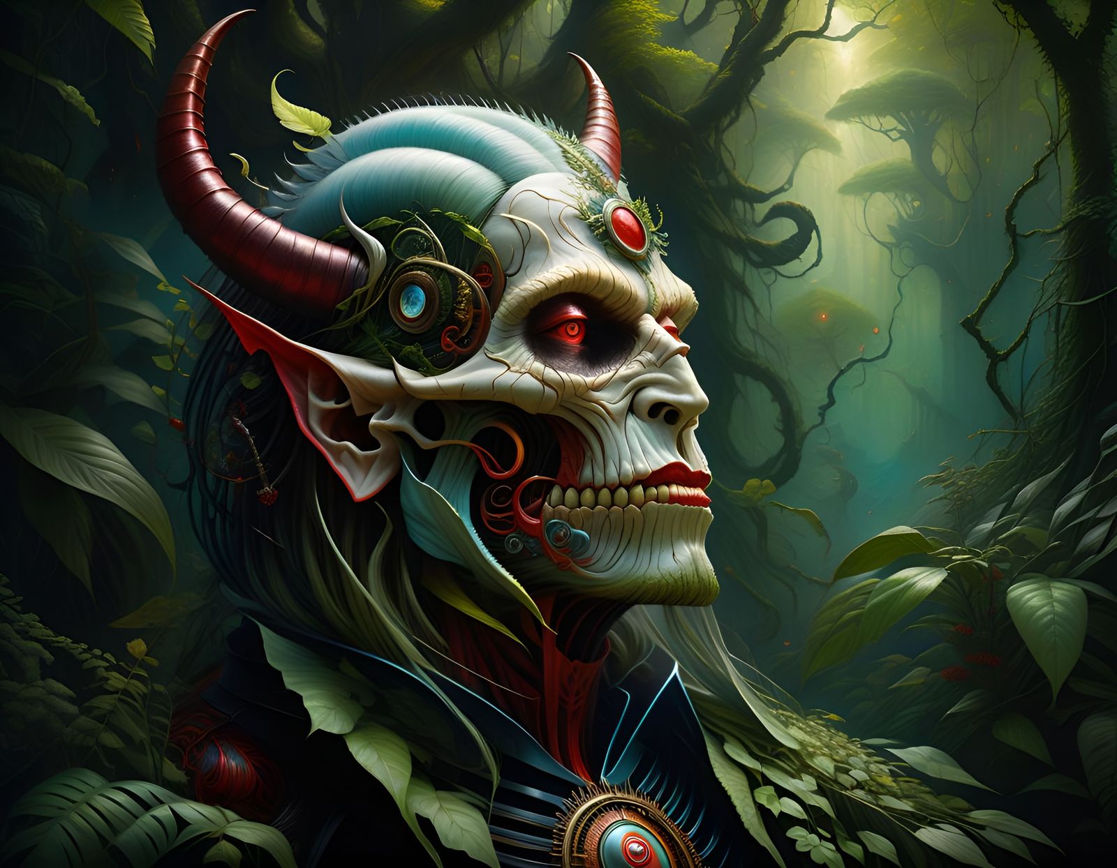 Psychedelic Demon Emerges from Dark Woods