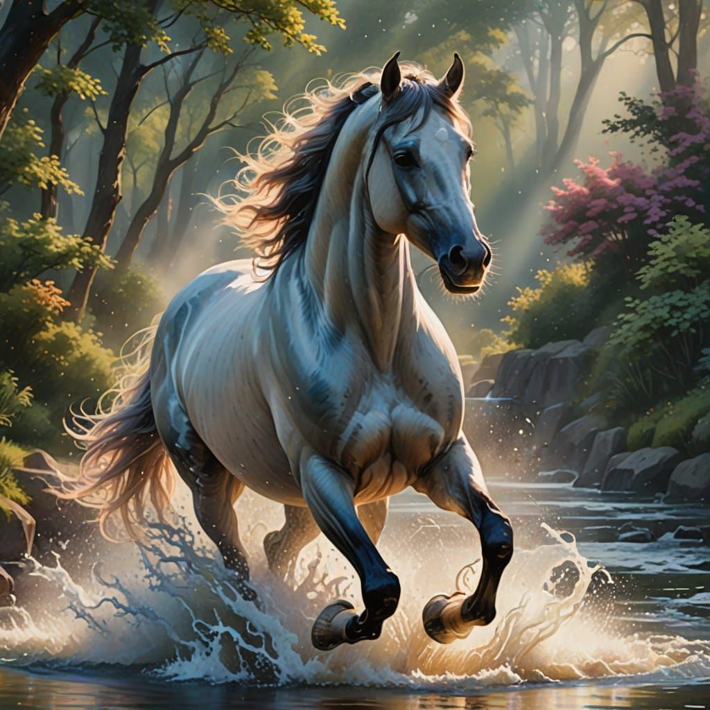 Majestic Water Horse in Ethereal Fantasy