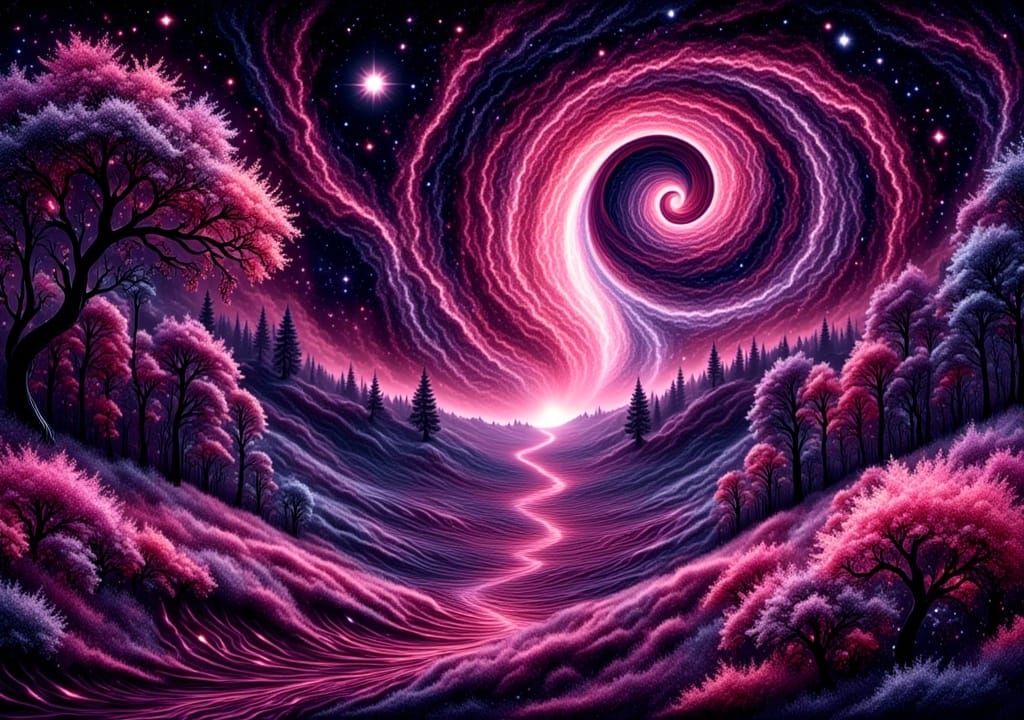 Fantasy Landscape with Swirls in 3D Texture