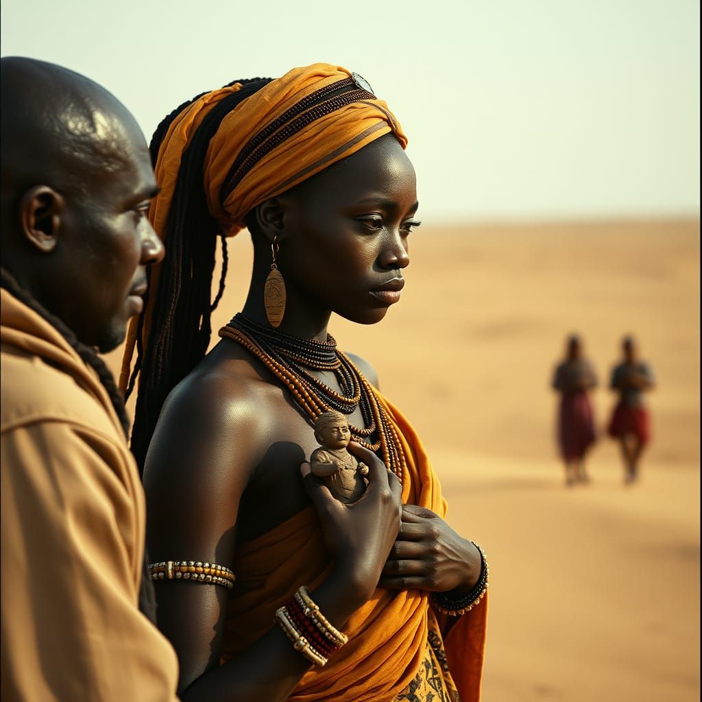 Sorrowful African Dancer's Farewell: Hyperrealistic Photogra...