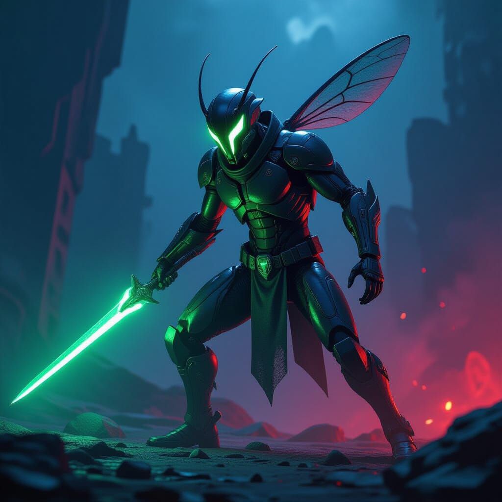 Insect Biomech Warrior with Light Blade