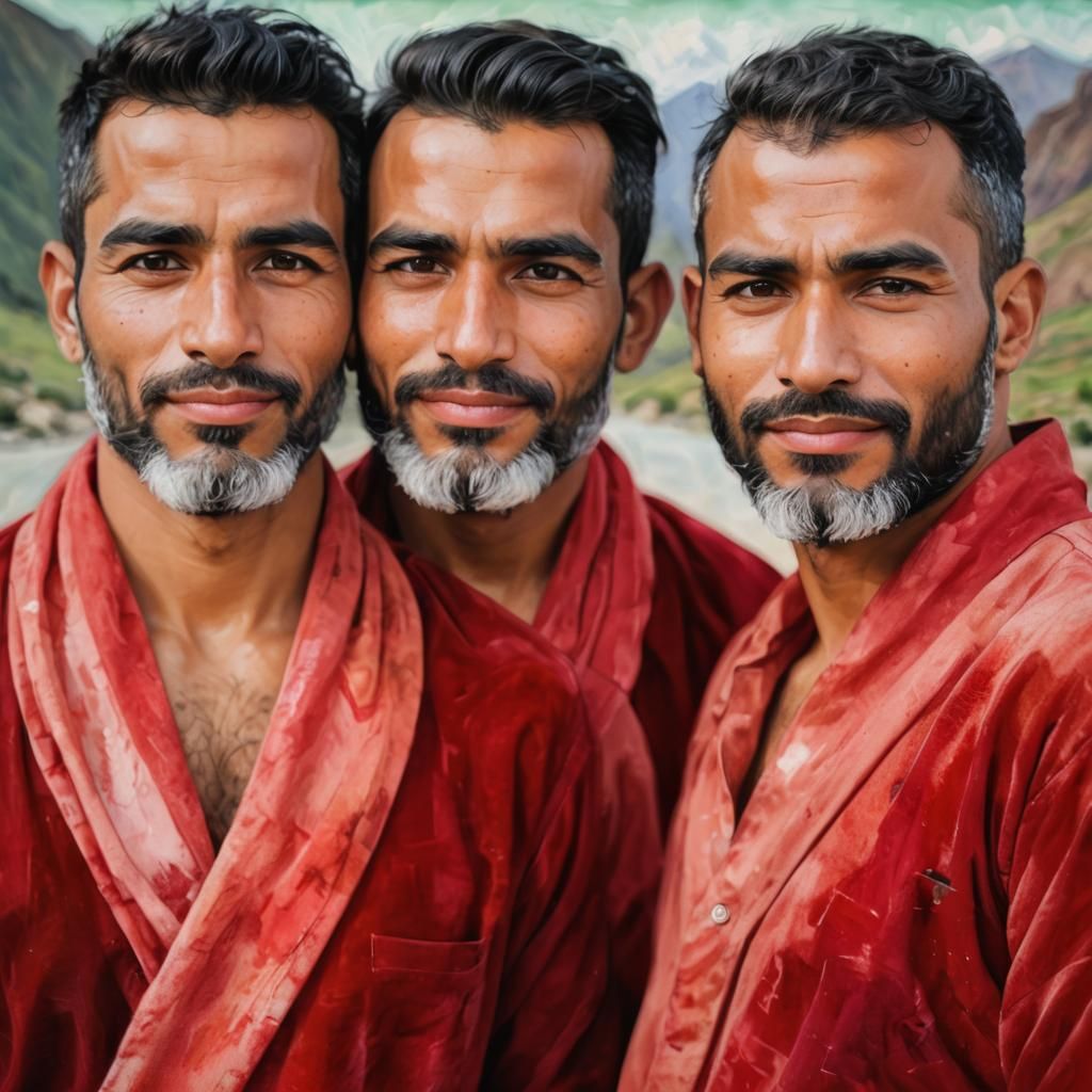 Impressionist Portrait of Three Men in Velvet Robes