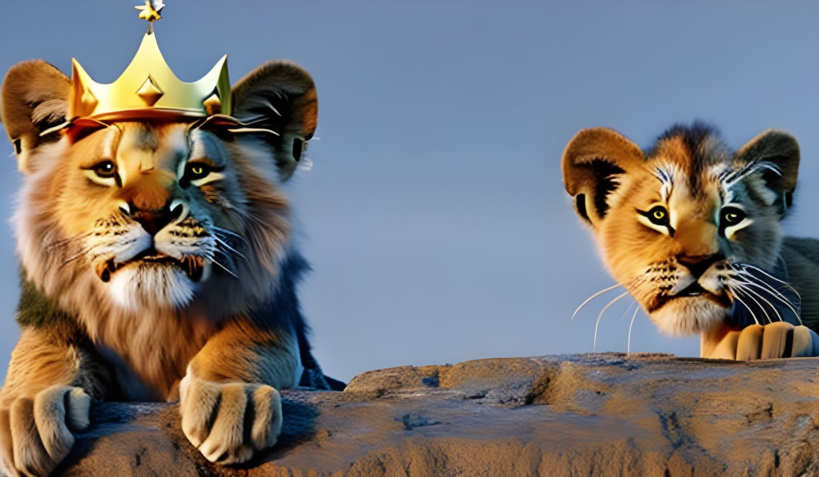 Simba Kitten with Golden Crown in 3D