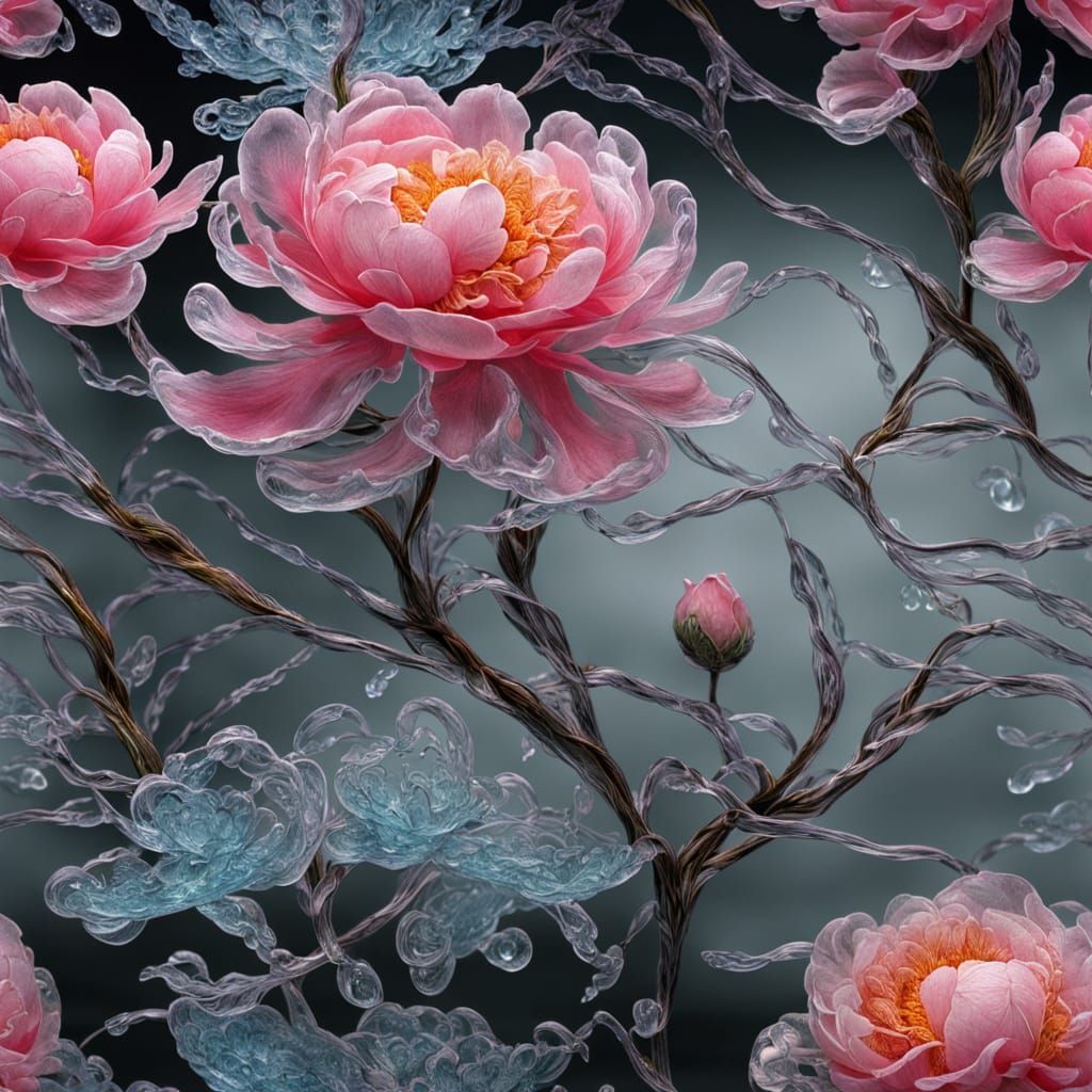 Fragile Elegance in Glass Water Sculpture