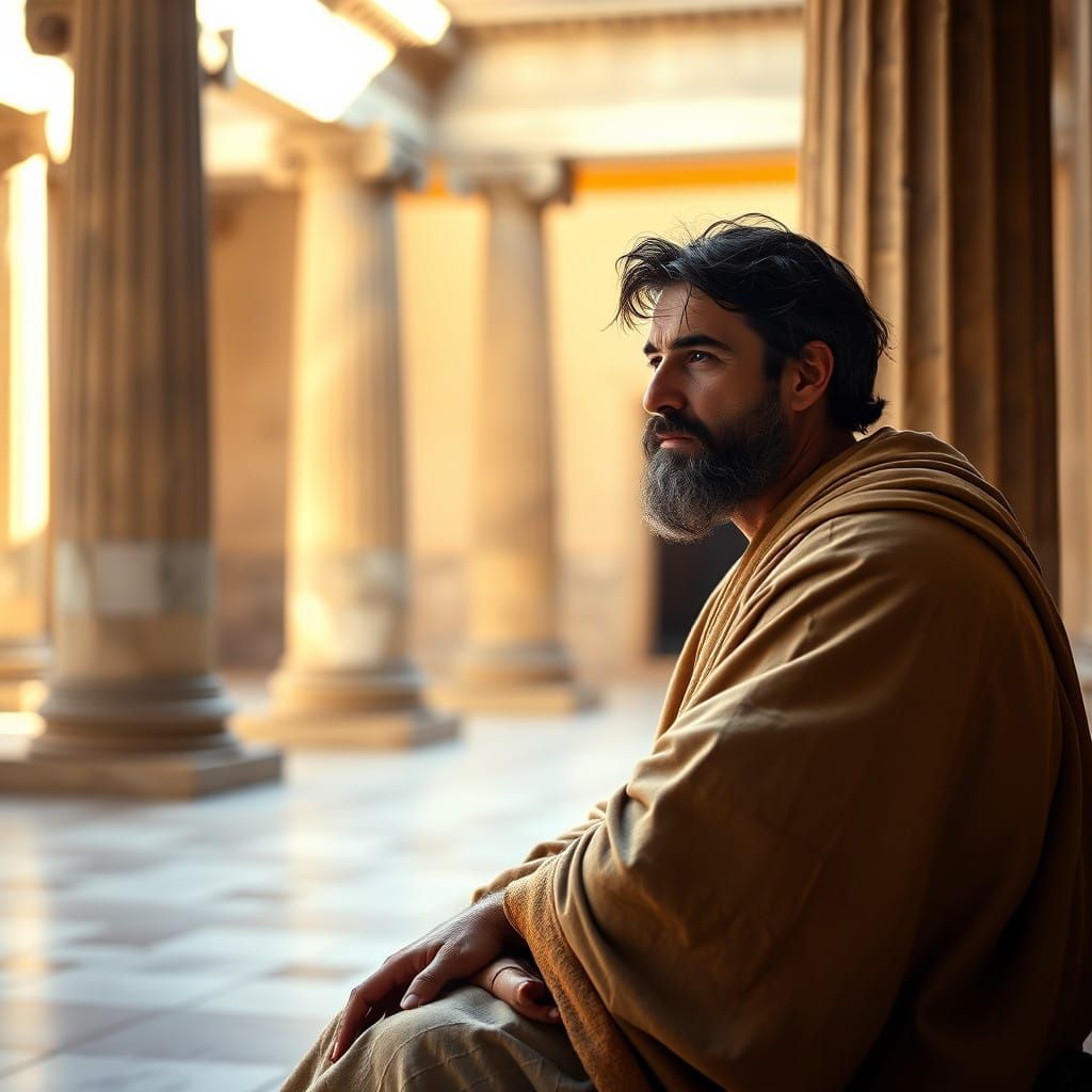 Ancient Athenian Philosopher in Thoughtful Repose