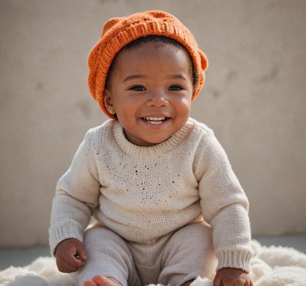 Adorable Freckled Baby Girl Laughing on a Cloud