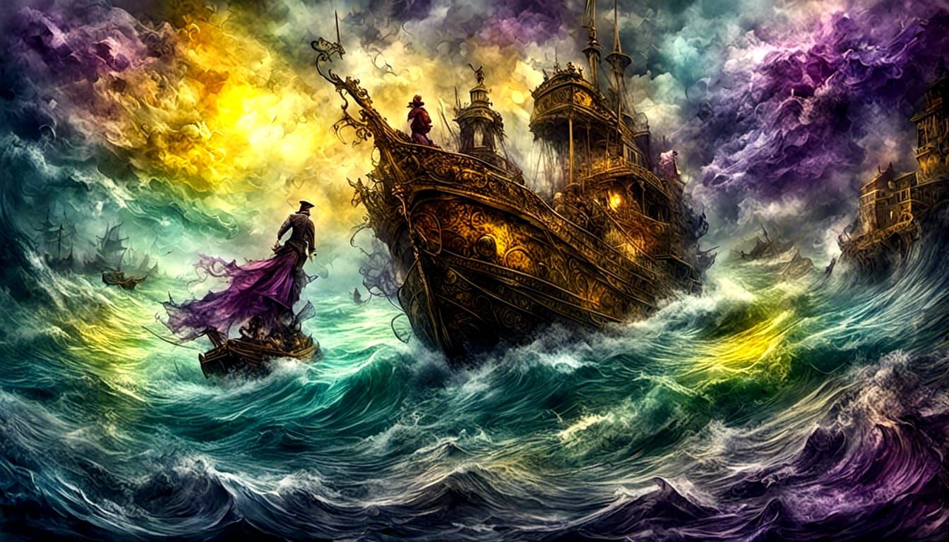 Stormy Seascape in Impressionist Style