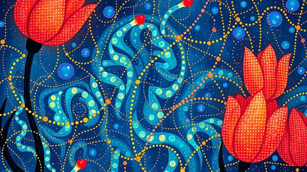 Whimsical Opal Dreamscape in Klimt's Style