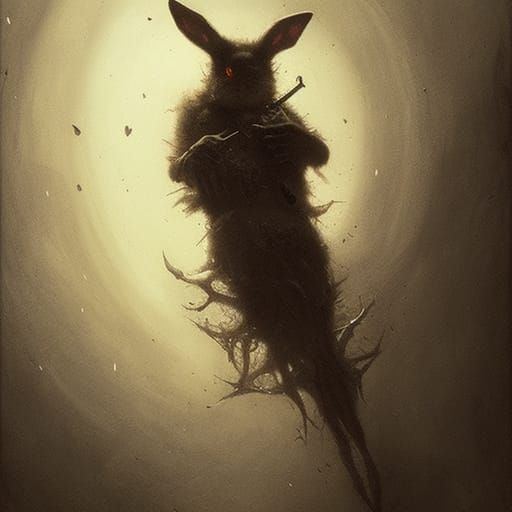 Horror Evil Killer Bunny in Doré Style