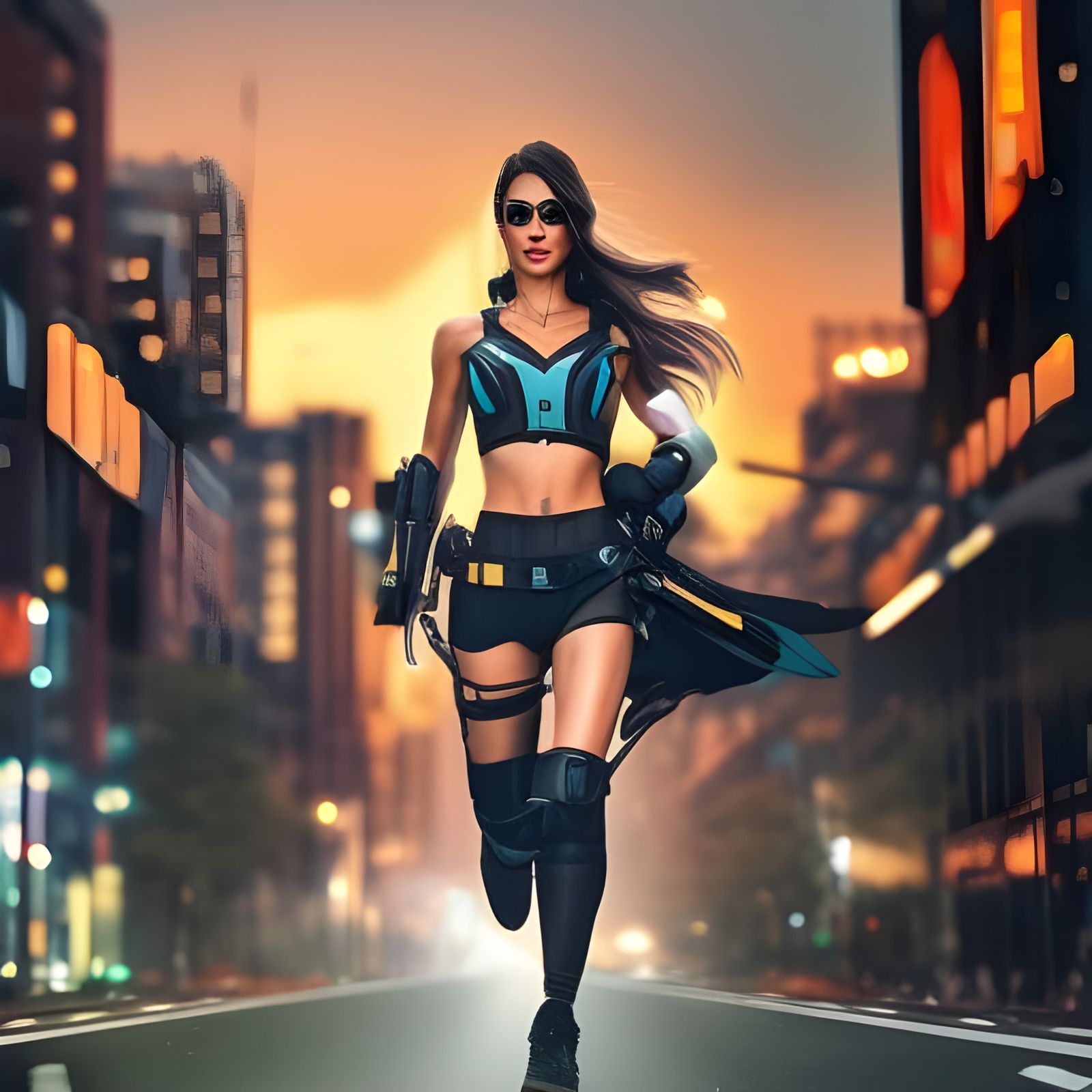 Hyperdetailed Portrait of a Cute Girl Running