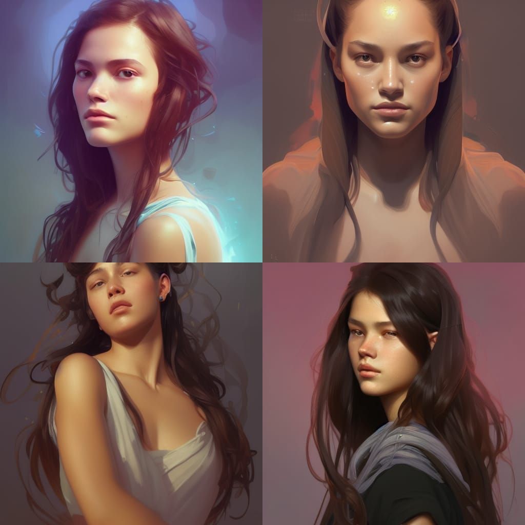 Olivia Rodrigo Portrait in Artgerm and Mucha Style