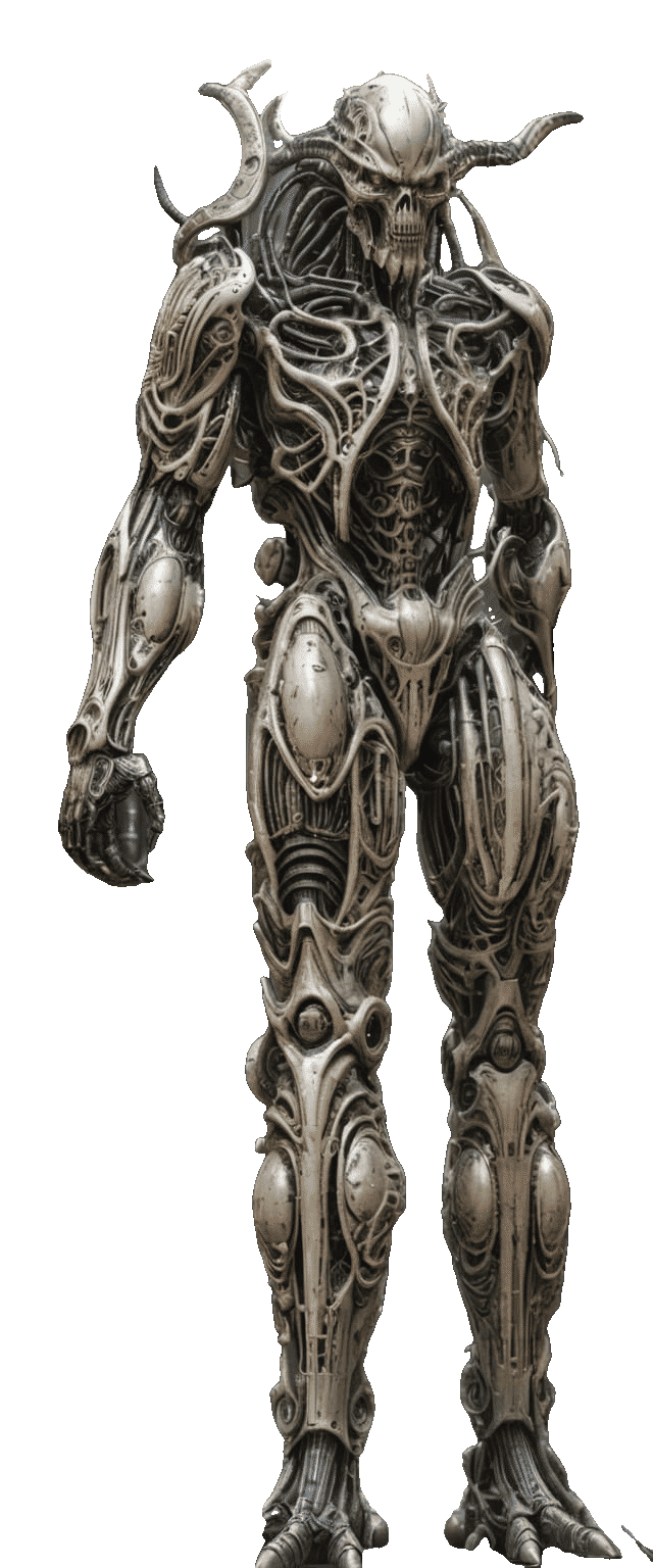Detailed Biomechanoid Creature in Dark Fantasy Style