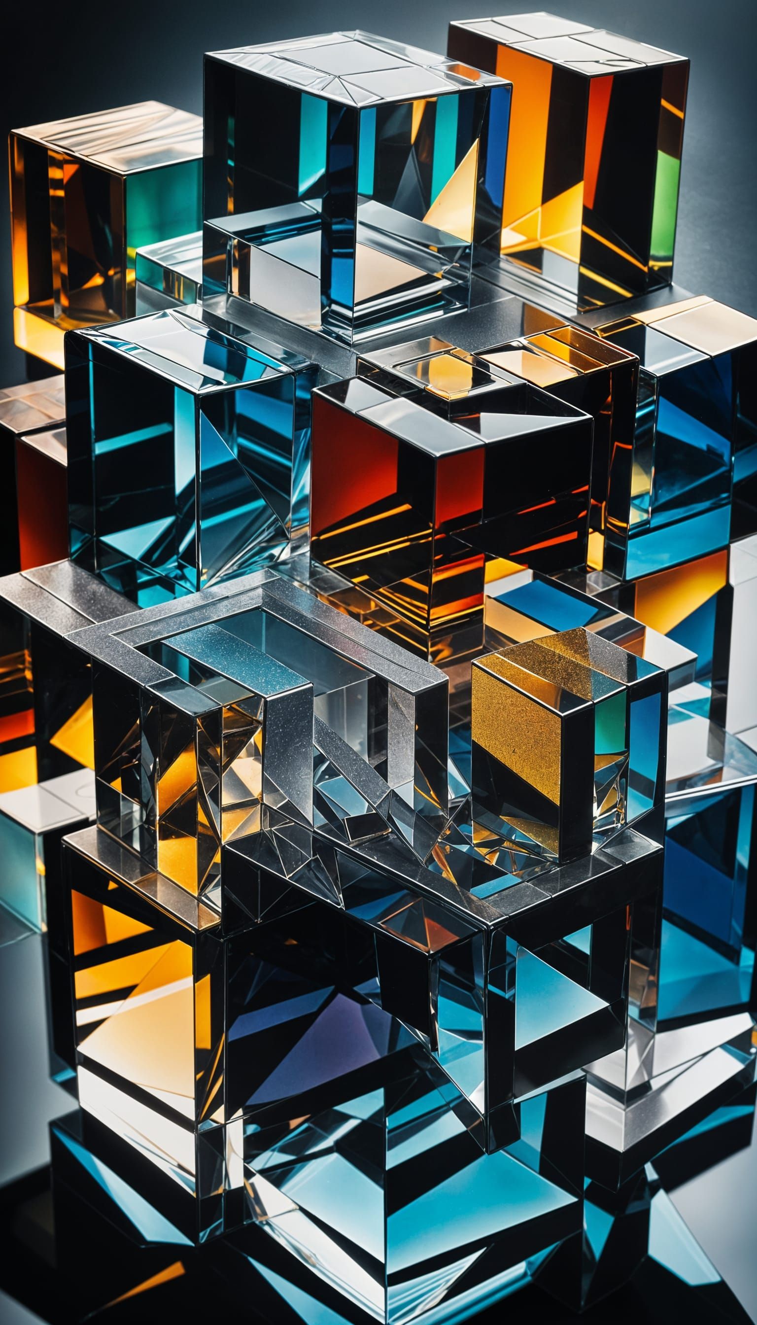 Broken Glass Cube with Cubism Effect