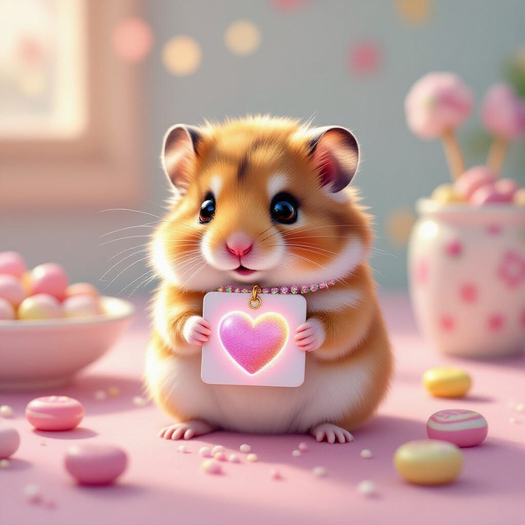 Hamster Sweetheart with Candy Heart Card