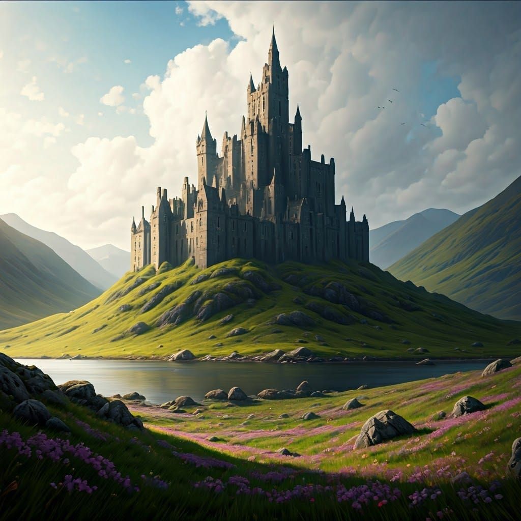 Majestic Scottish Highland Castle in the Mist