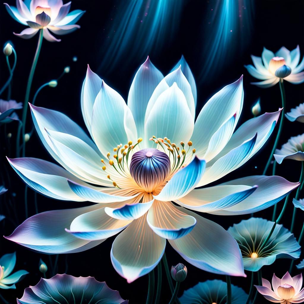 Crystalline Floral Dreamscape in Dark Surrealist Style