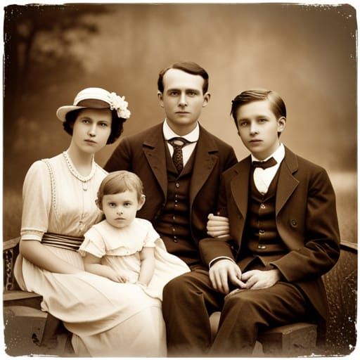 Victorian Family Portrait in Sepia Photography