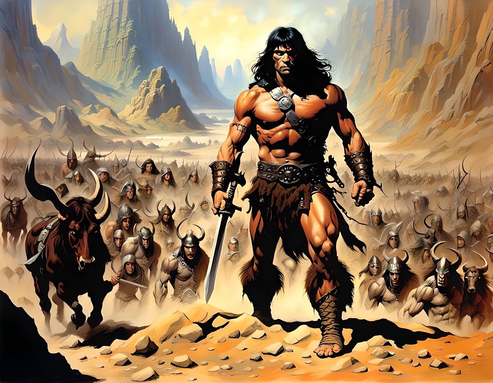 Conan the Barbarian in Matte Painting Style