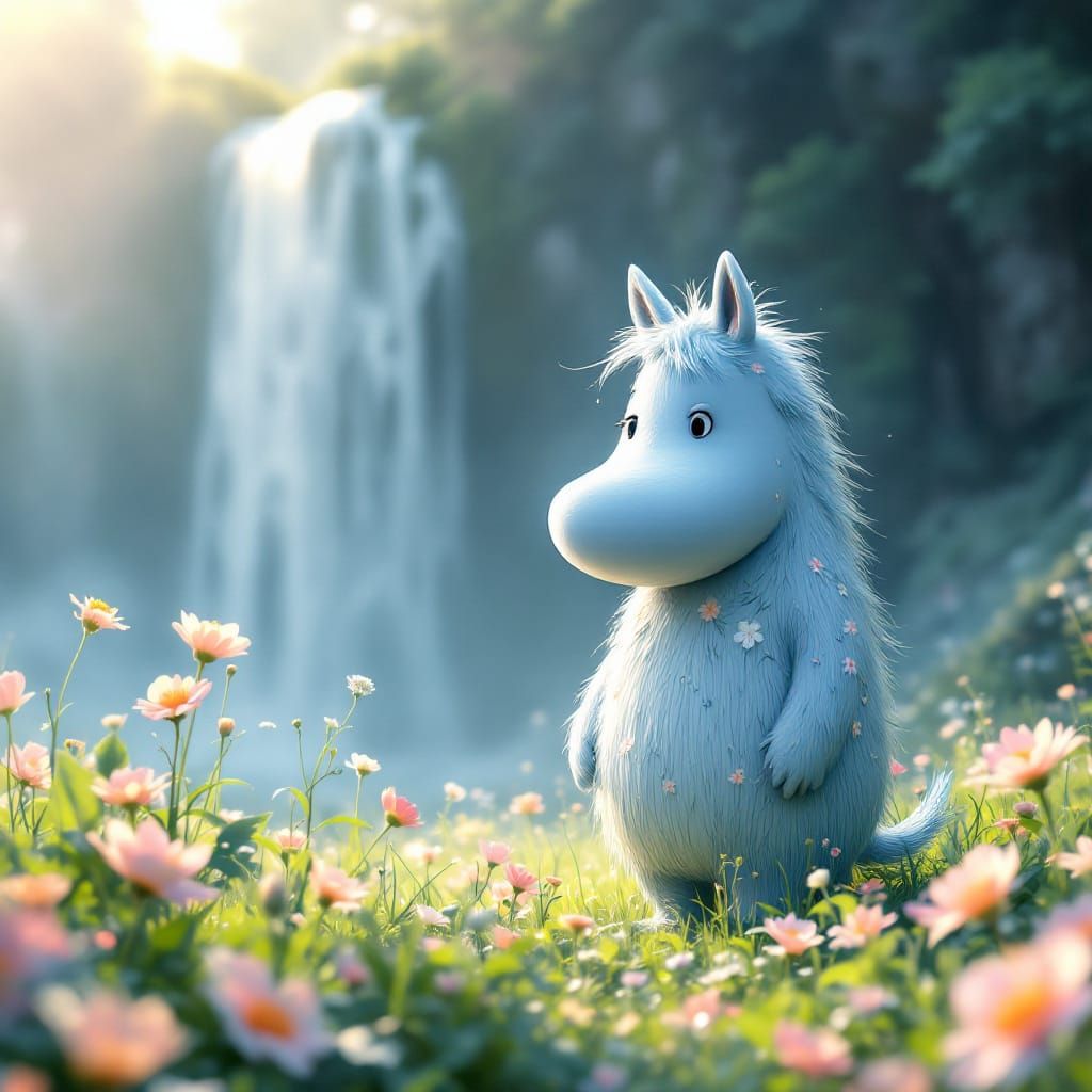 Moomintroll in Flowery Meadow, Anime Concept Art