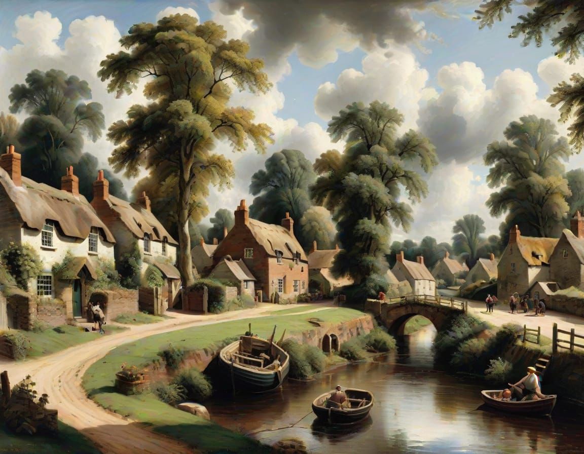 Village Scene in the Style of Constable