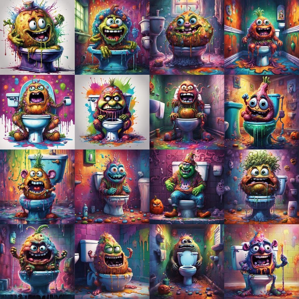 Ayahuasca Psychedelic Potato Disney Creature in Dripping Pai...