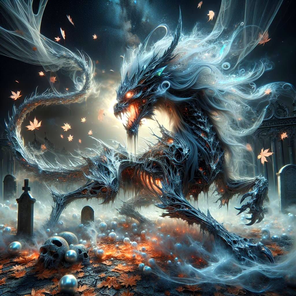 Ethereal Halloween Dragon in Opalescent Decay