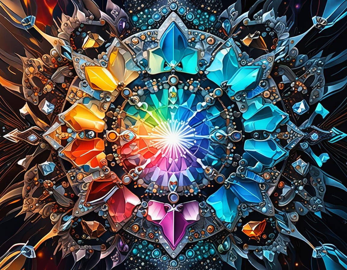 Surreal Kaleidoscope of Gemstones in Psychedelic Abstraction