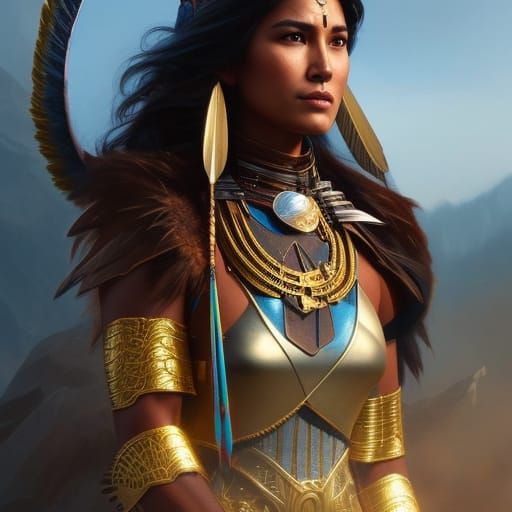 Native American Eagle Superheroine Portrait