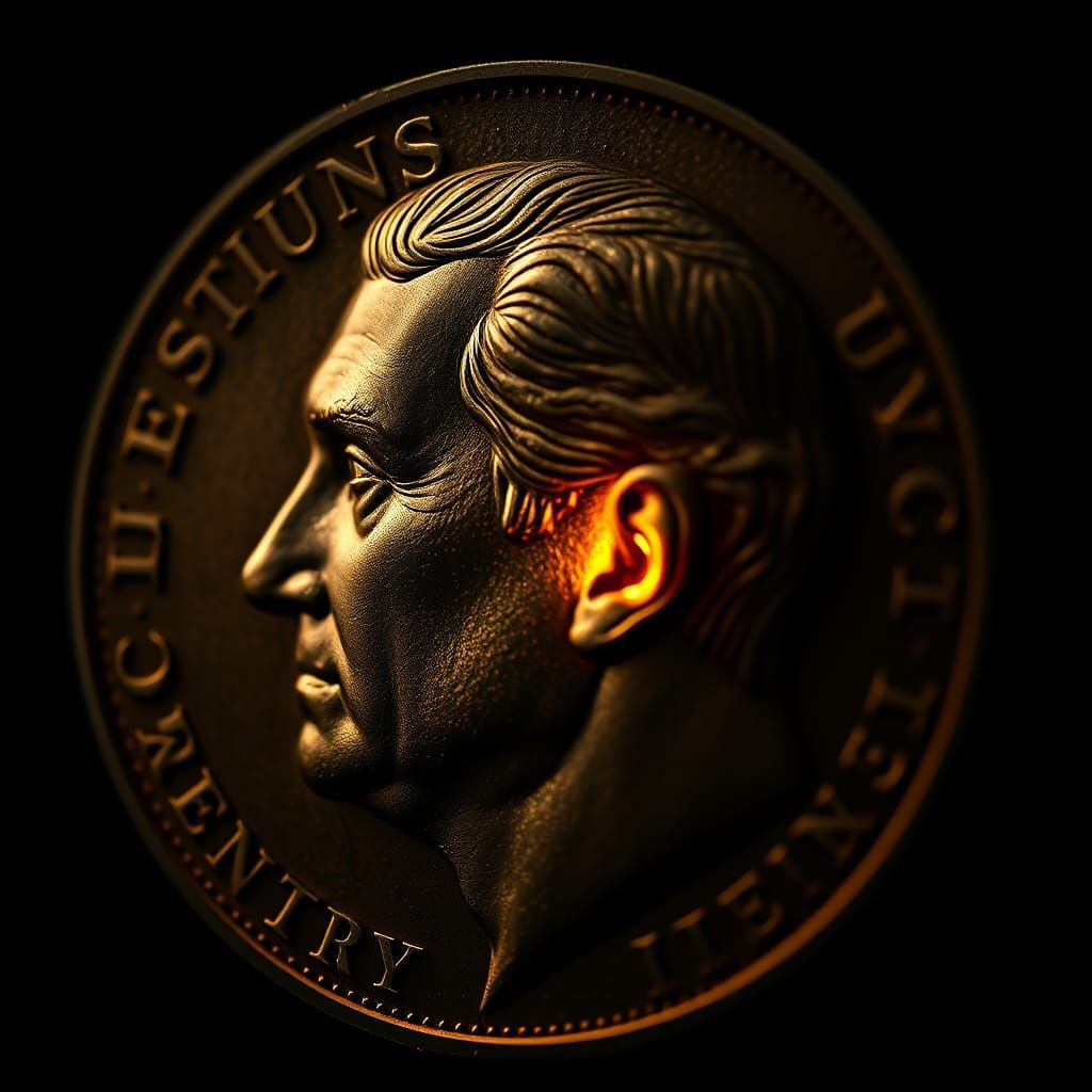 Presidential Coin with Glowing Eye: Surreal Photography