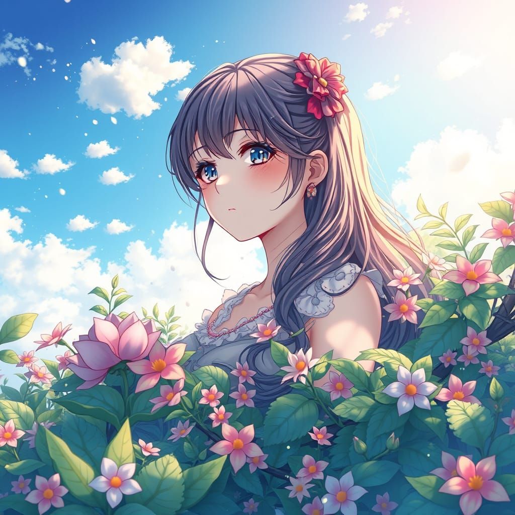 Dreamy Shoujo Manga Cover with Vibrant Young Heroine