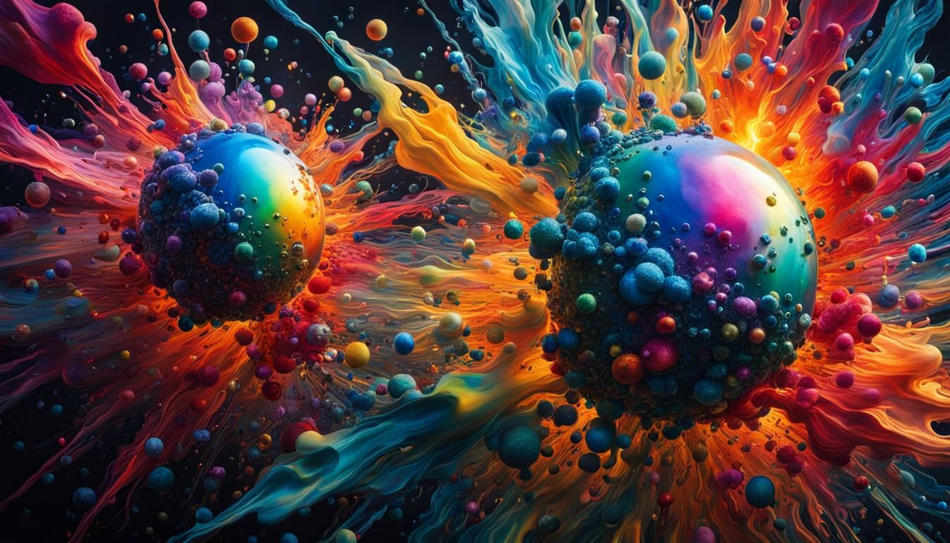 Macro Image of Two Atoms Colliding