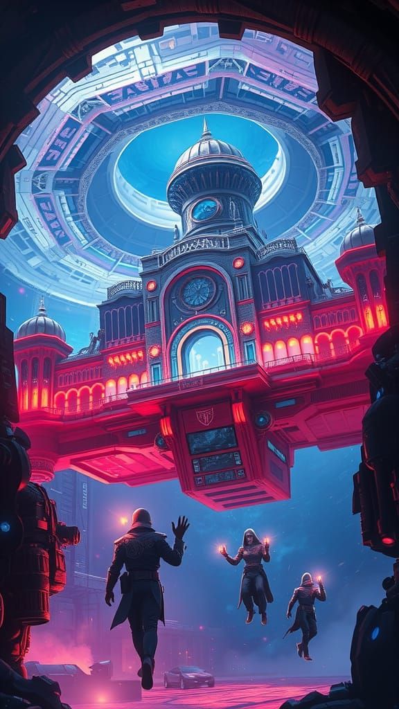 Fantastical Floating Prison Concept Art in 8K