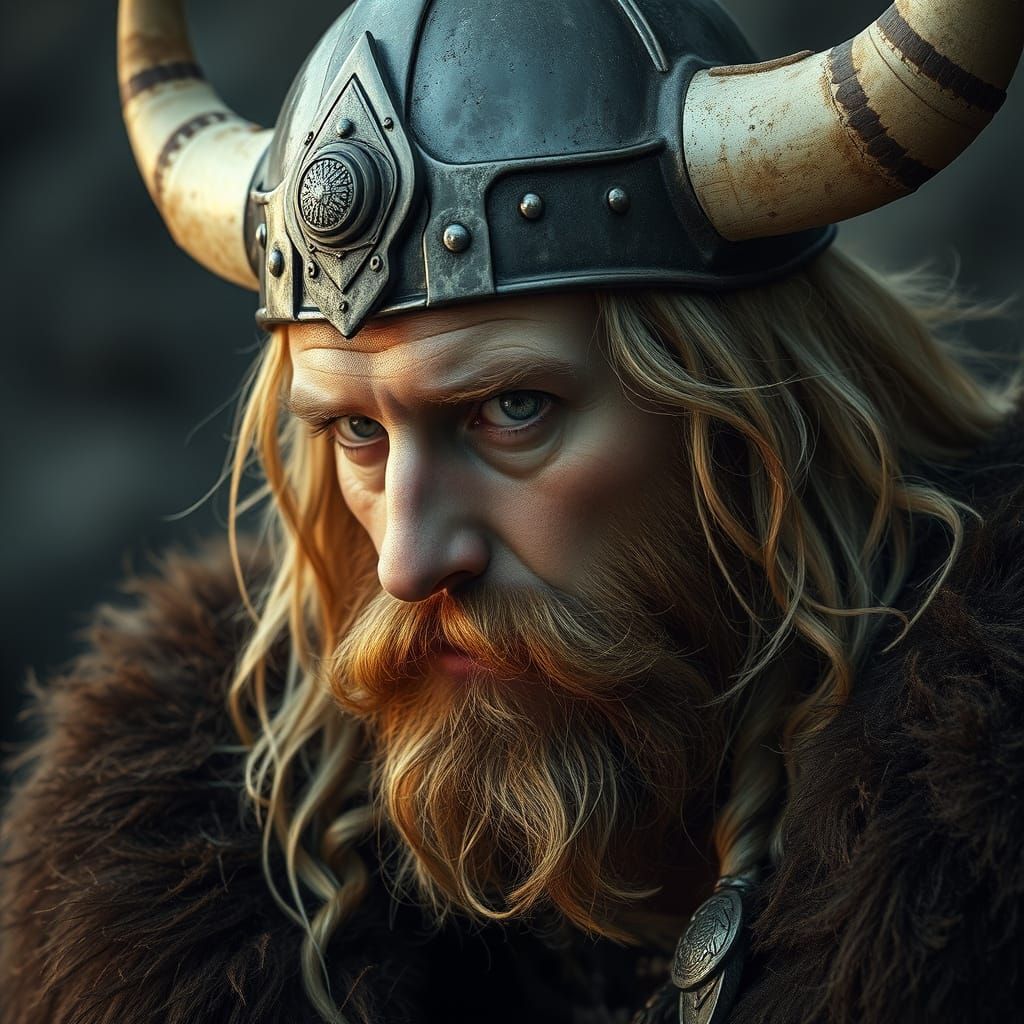 Viking Princess by Firelight: An Expressionistic Portrait