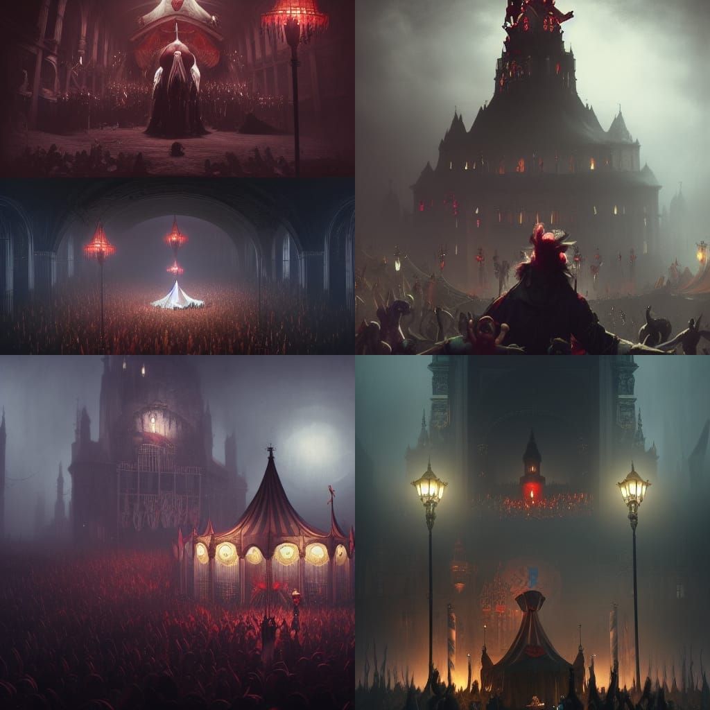 Dark Gothic Circus with Evil Clowns