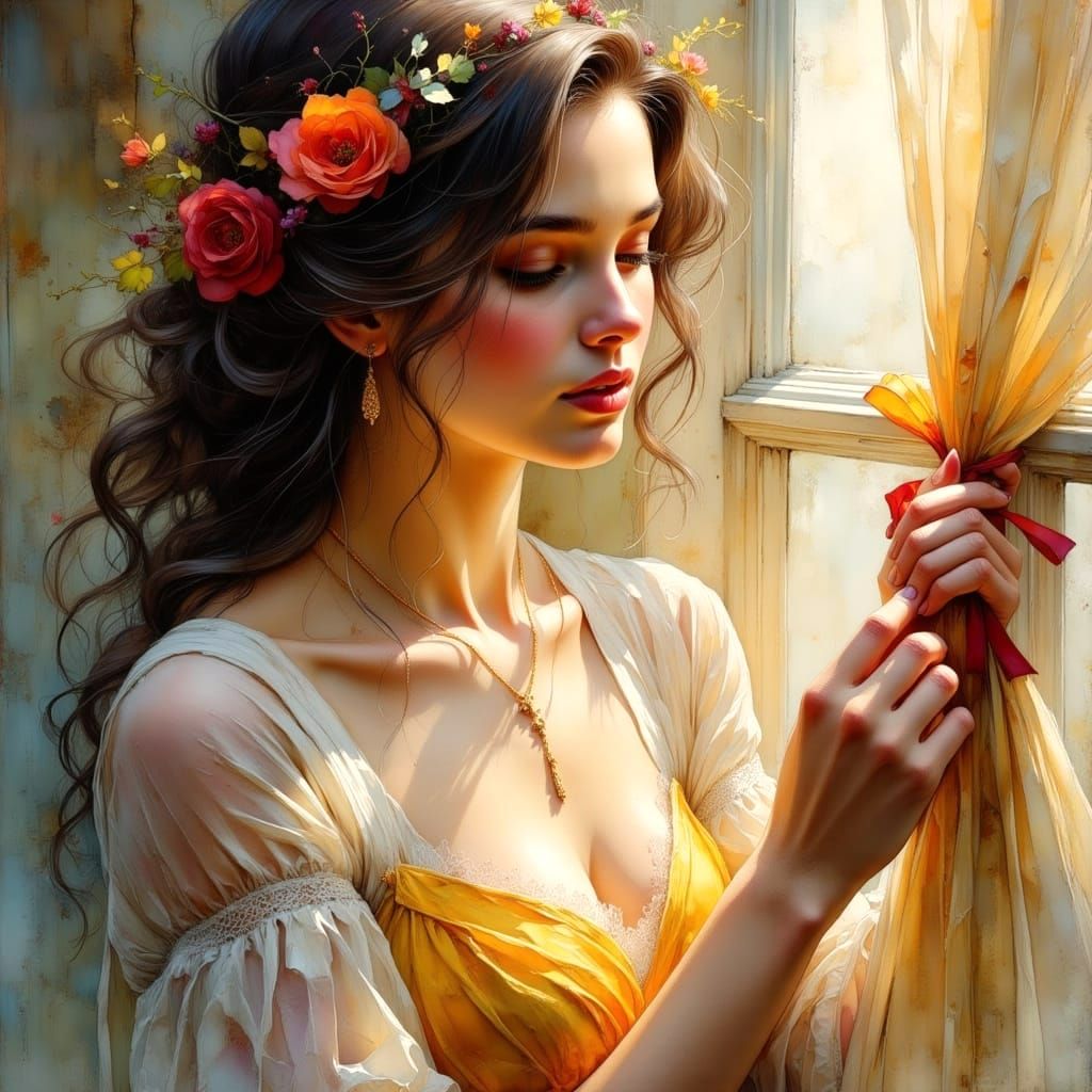 Impasto Oil Painting with Pastel Watercolor Textures