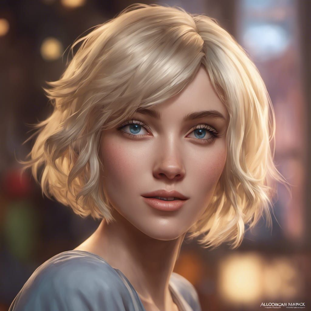 Detailed Portrait of a Cute Blonde Woman