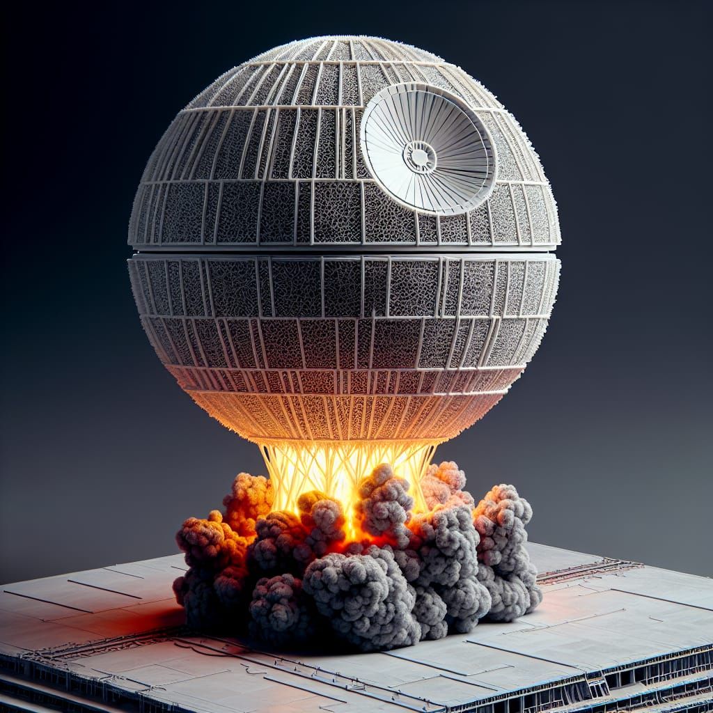 Pipe Cleaner Death Star Launchpad in 3D CAD Style