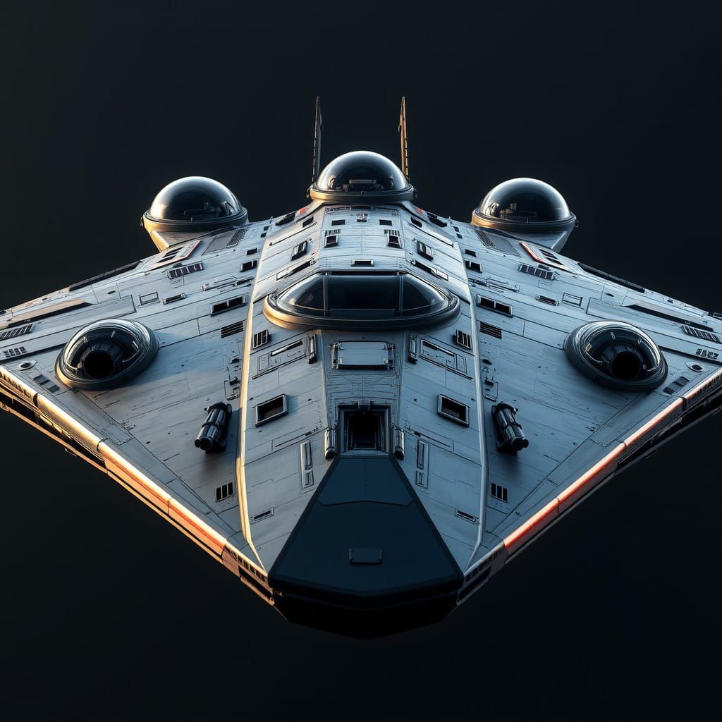 Sleek Star Wars Spacecraft with Angular Design and Prominent...