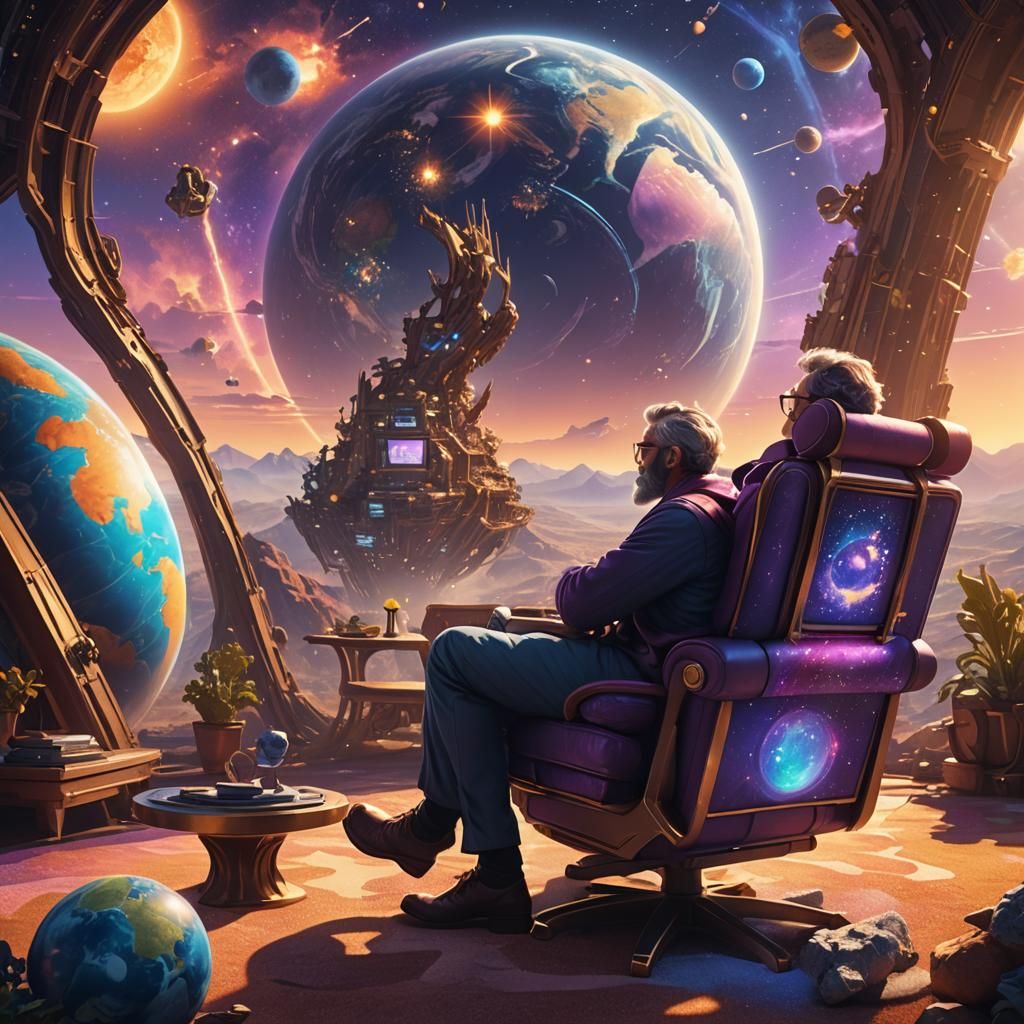 Giant Man Watches Earth: Fantasy Concept Art