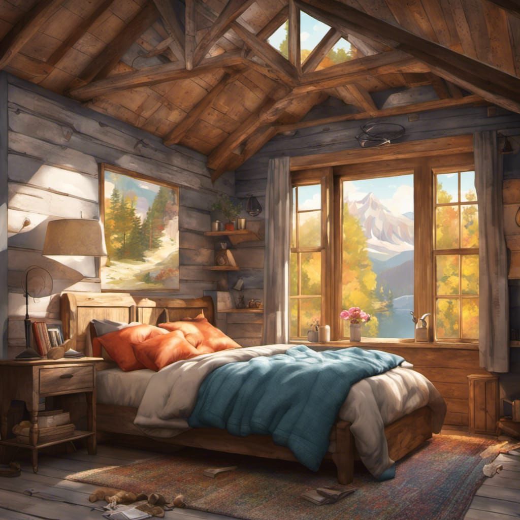 Cozy Cottage Bedroom in Canadian Mountains, Spring