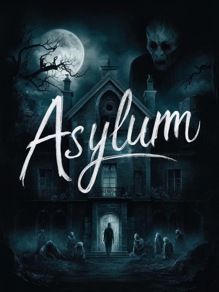 Lovecraftian Horror Movie Poster: Crumbling Gothic Asylum
