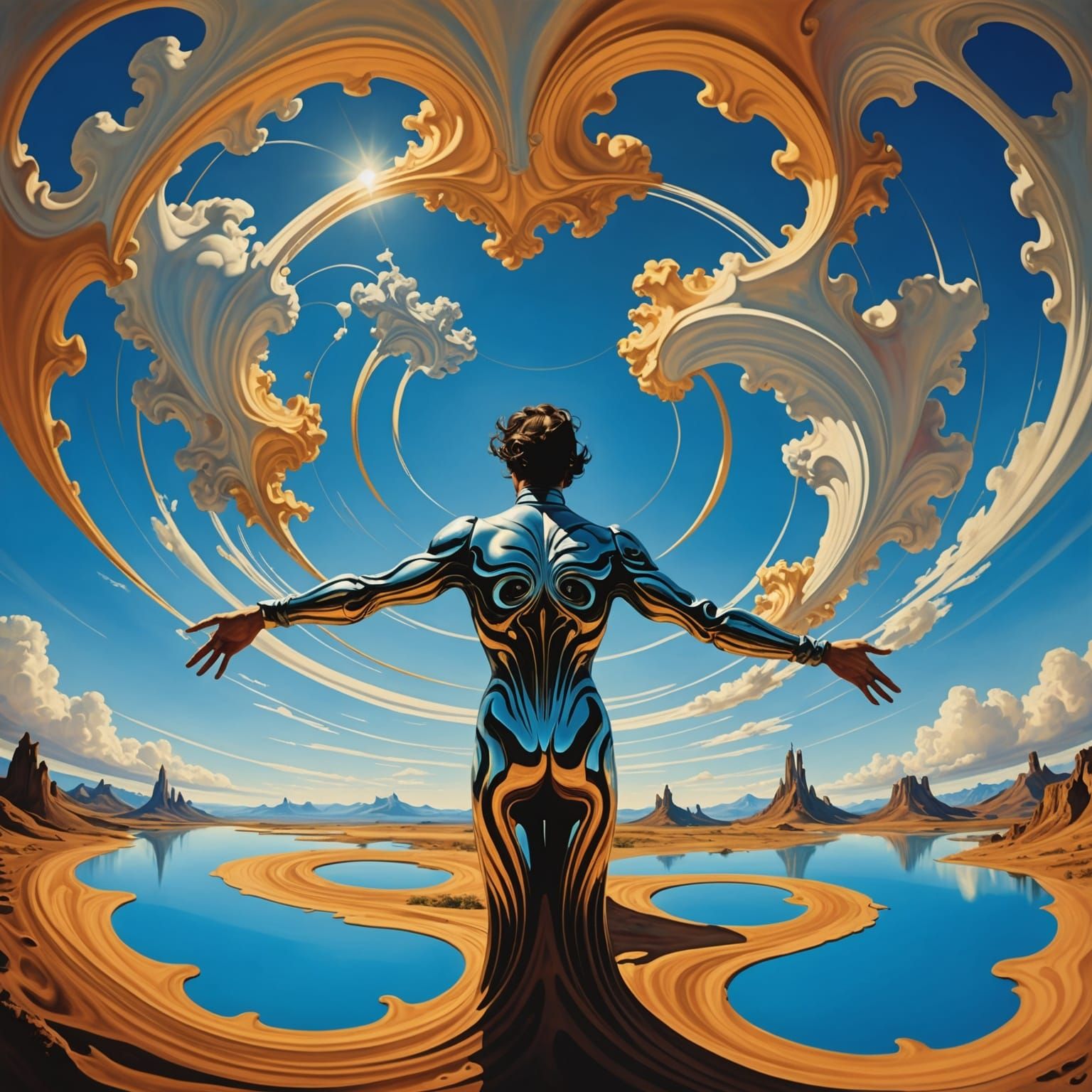 Surreal Landscape with Elastic Flora in Vivid Colors